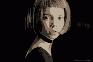 Portrat of a girl reduced to 4 colors